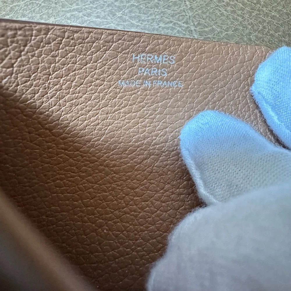 Hermes H Sellier Card Holder Gold Evercolor Calfskin 2024 W Stamp Unisex $700